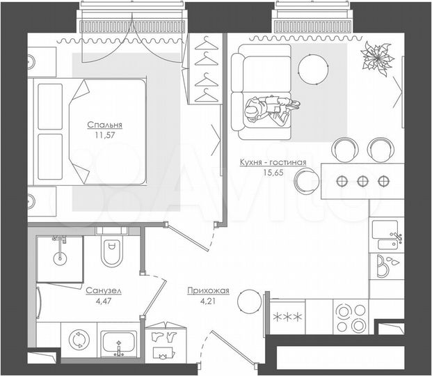 1-к. квартира, 35,4 м², 39/39 эт.
