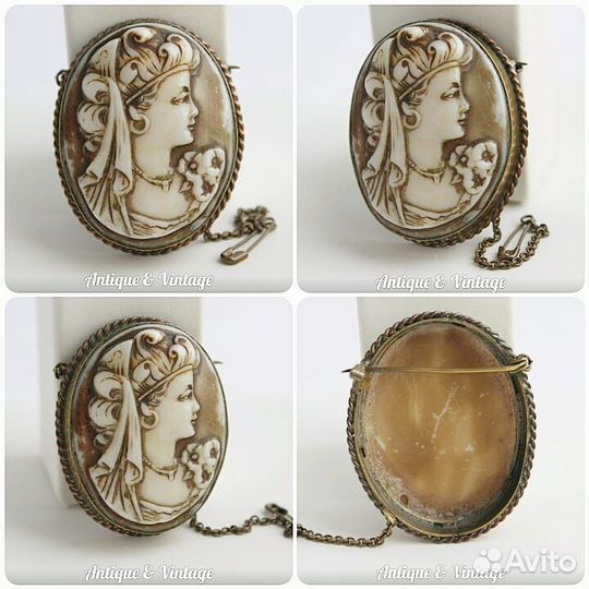 Антикварная брошь камея