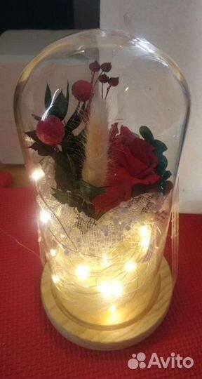 Ночник, светильник Розы с подсветкой в колбе