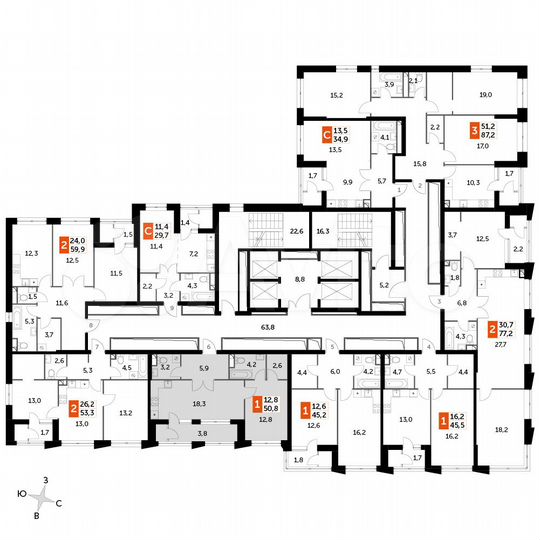1-к. квартира, 50,8 м², 34/43 эт.