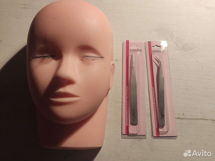 Пинцет для наращивания ресниц и голова