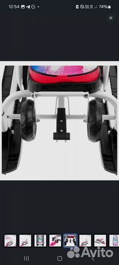 Снегокат с колесами и высокой ручкой