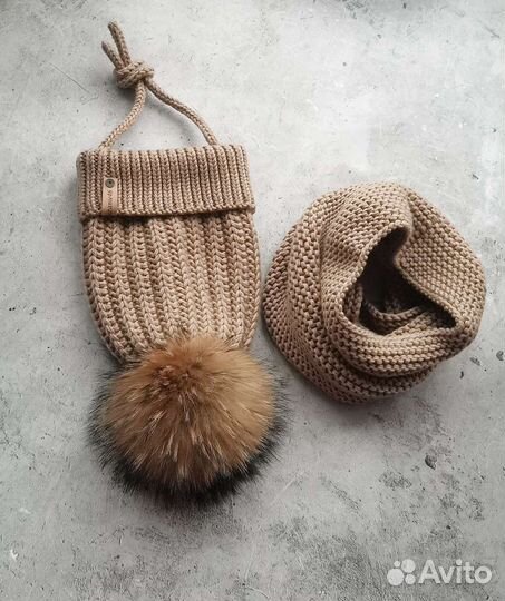 Зимний комплект шапка и шарф для мальчика