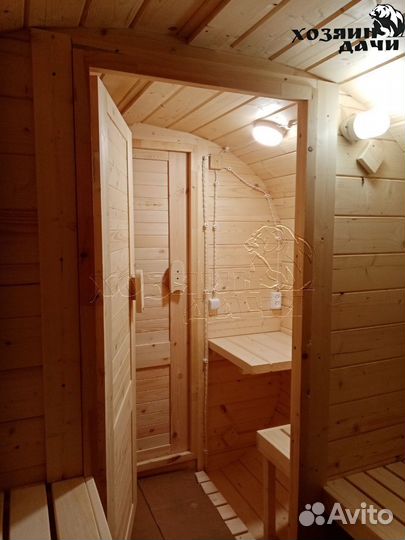 Мобильная Баня бочка 2х3.5 на прицеп заказчика