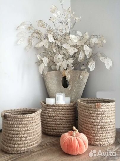 Корзина вязаная из джута