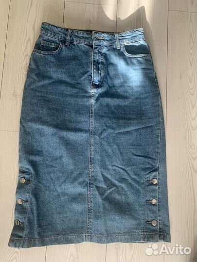 Джинсовая юбка миди 46