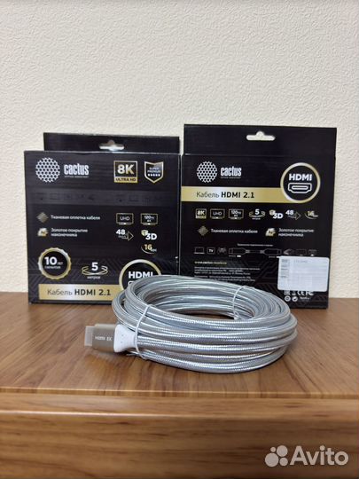 Кабель hdmi v 2.1 cactus CS 5м. позолоч.конт