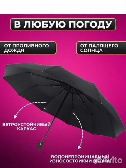 Новый Зонт автомат антиветер черный