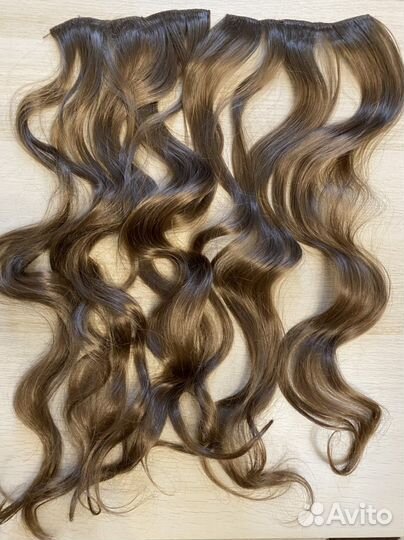 Волосы на заколках искусственные русые