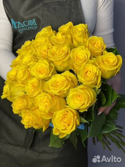 25 роз эквадор премиум жёлтые/цветы доставка