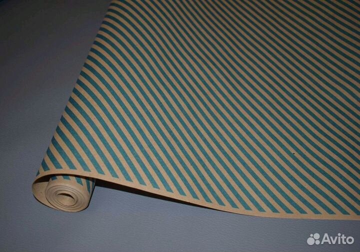 Крафт бумага голубые полосы