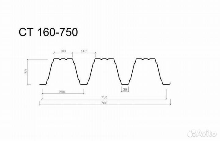 Несущий профиль ст 160-750 цинк