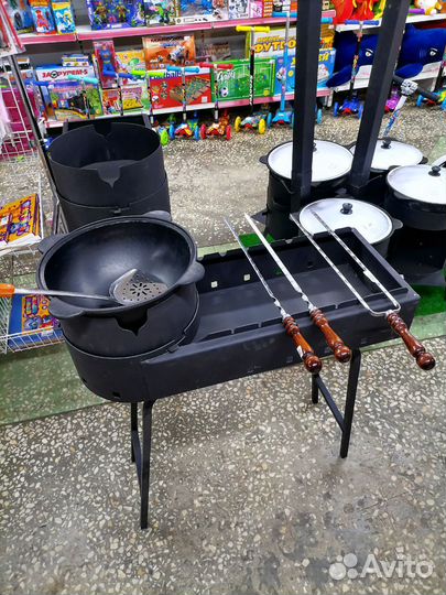 Мангал с печью под казан разборный