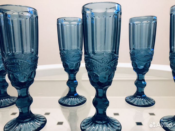 Бокалы фужеры из цветного стекла Вензель