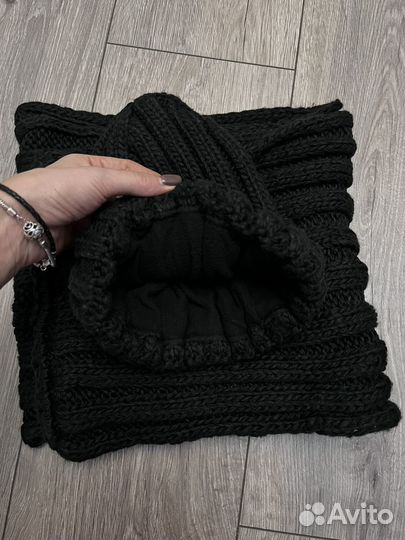 Комплект шапка и шарф женские зимние черные