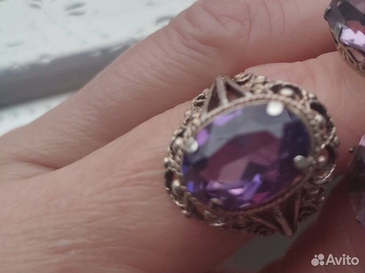 Серебряное кольцо с александритом СССР