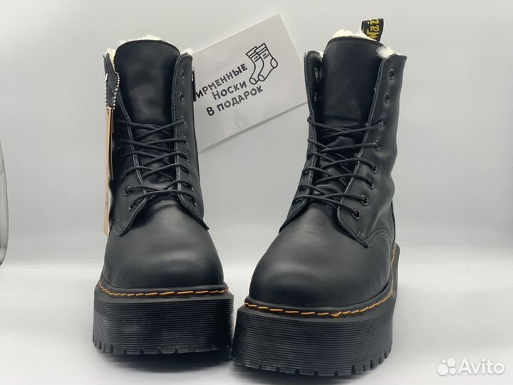 DR. Martens 1460 Jadon Black Platform Белый мех