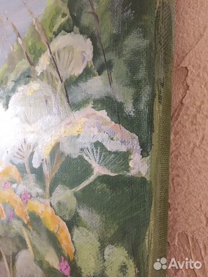 Картина туманное утро с одуванчиками