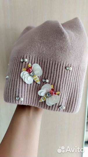 Шапка на девочку демисезонная 50-52