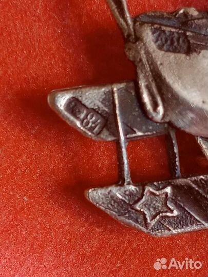 Знак самолёт, серебро 84 проба