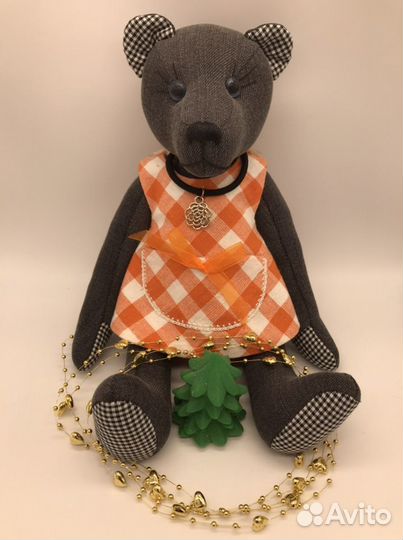 Мишки интерьерные джинсовые