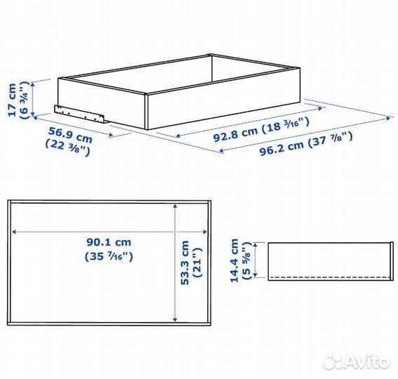 Ящик - IKEA komplement, 100x58 см, бежевый комплим