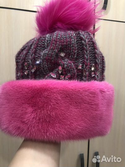 Шапка норковая + варежки(комплект)