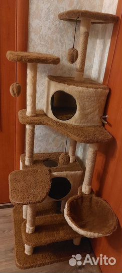 Домик для кошки с когтеточкой, игровой комплекс