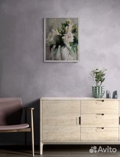 Картина маслом на холсте цветы «Белый букет»