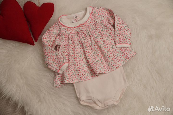 Боди с блузкой/лонгом petit bateau 74+