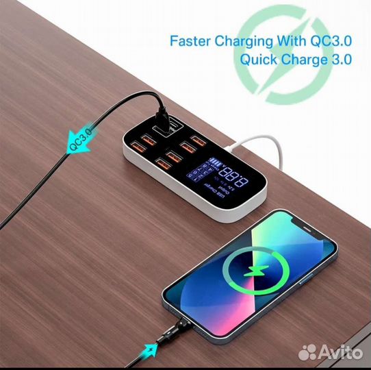Настольная зарядная станция на 8USB портов с бп10а