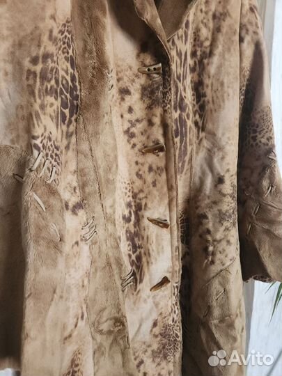 Пальто женский плащ дубленка принт