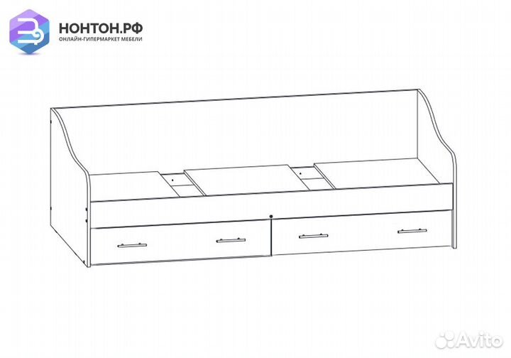 Кровать с 2-я ящиками Вега Алфавит белый / красный