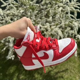 Кроссовки nike AIR Dunk High GS White Red