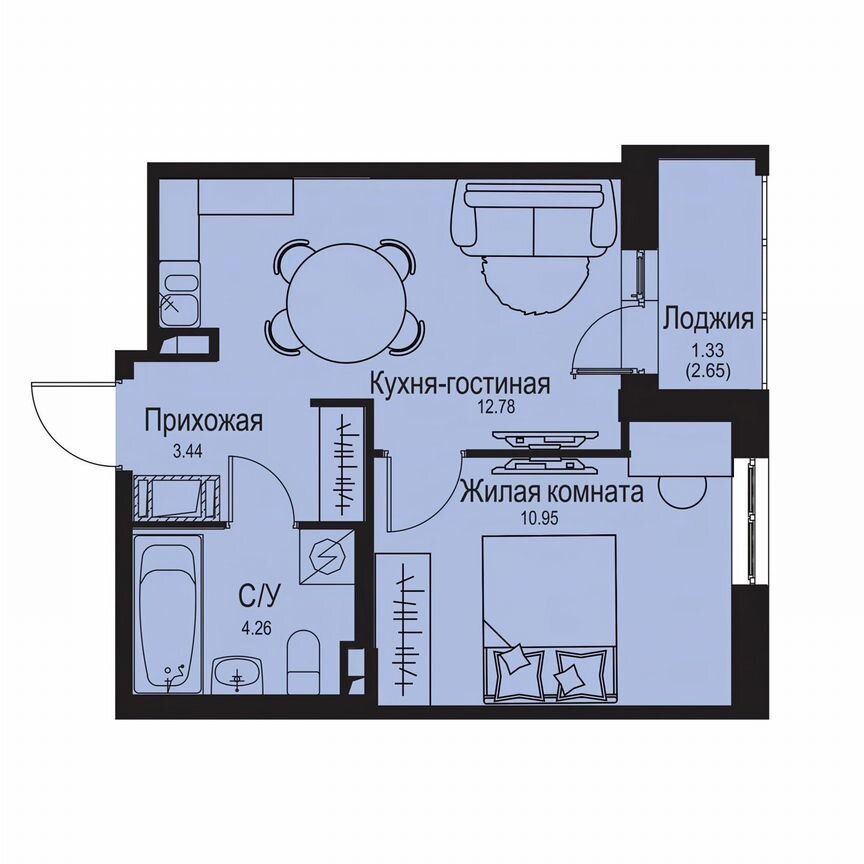 1-к. квартира, 32,8 м², 2/9 эт.