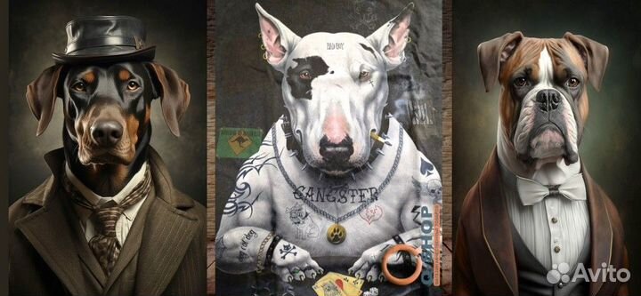 Мопсы картины на холсте