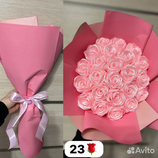 Букет роз из атласных ленточек