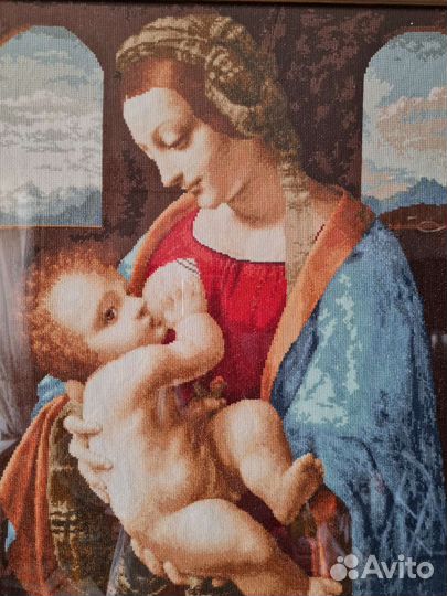 Картина вышитая крестом Л. да Винчи Мадонна Литта