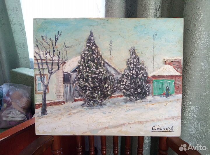 Картина маслом пейзаж Зима