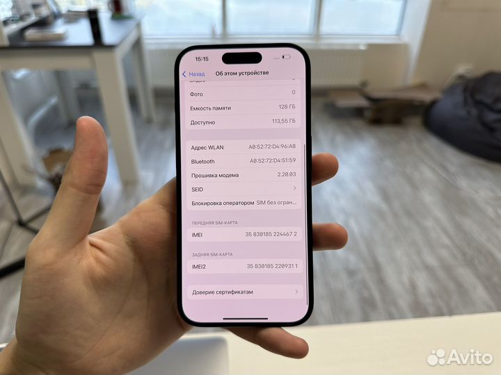 iPhone 15 pro 128gb Акб 92 sim esim