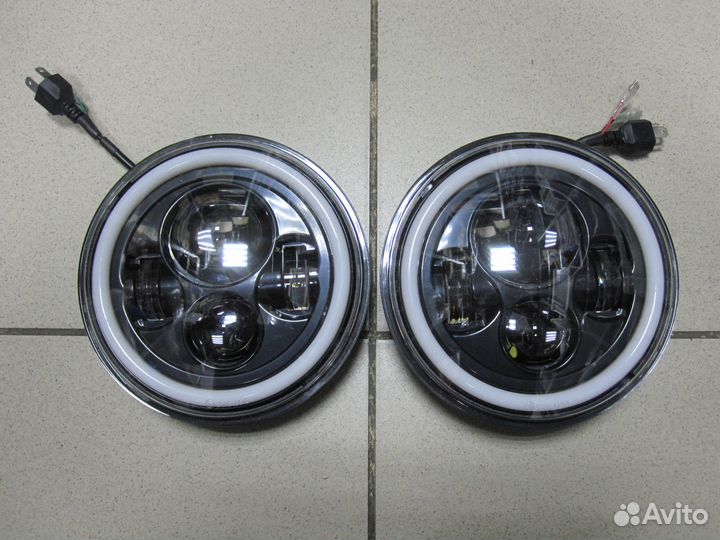 Фары светодиодные Нива,УАЗ с круглым дхо и поворот