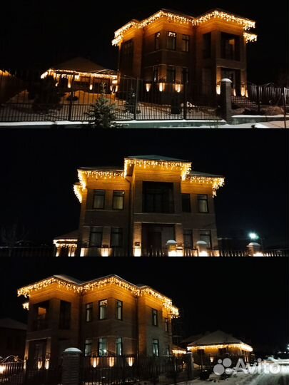 Украшение домов гирляндами