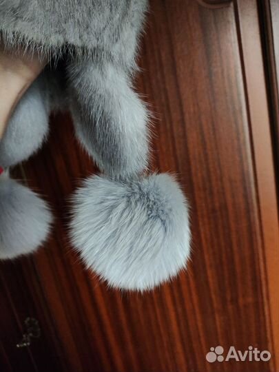 Шапка женская меховая норковая серо-голубая