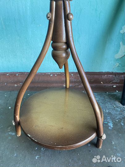 Винтажная деревянная жардиньерка СССР плетёная э