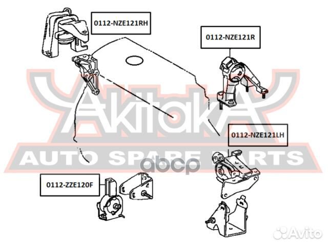 Подушка двигателя левая 0112NZE121LH asva