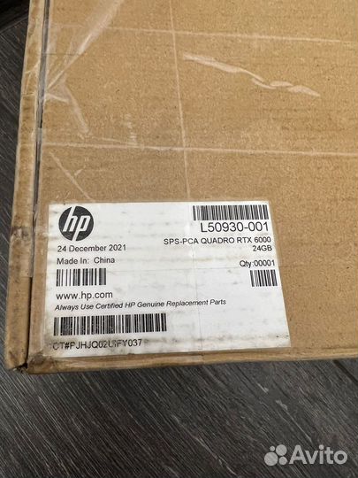 Видеокарта HP Quadro RTX 6000 24GB HP новая