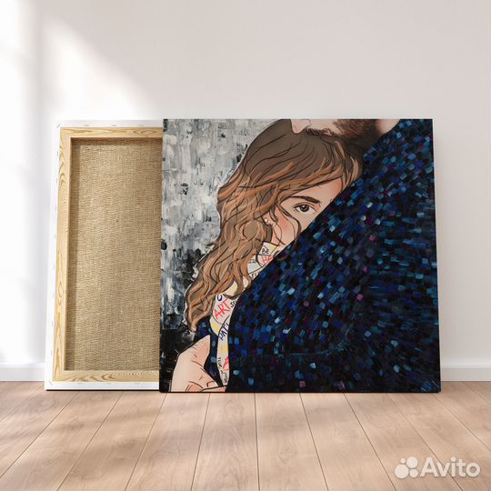 Картина на холсте, смешанная техника 80 х 80 см