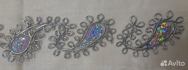 Кружево с пайетками серебряное 1м