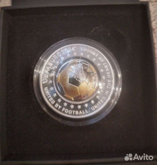 Монета 100 тенге серебро евро 2024г по футболу