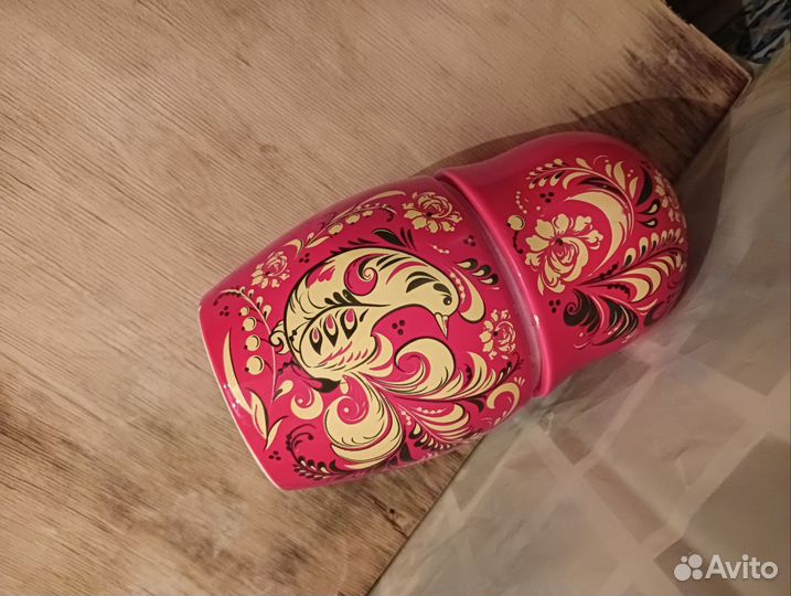 Чайница керамическая,Матрешка, красная, 750мл